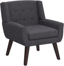 HUIMO Accent Chair Living Room Chair, Upholstered Button Tufted Armchair, Linen Fabric Sofa Chairs for Bedroom, Living Room, Mid Century Modern Comfy Reading Chair (Grey) by CozyNest Decor