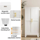 51" Kitchen Pantry Cabinet, Metal Storage Cabinet with 3 Adjustable Layer Shelves, 8 Door Shelves, Buffet Sideboard for Living Room, Kitchen, White by CozyNest Decor