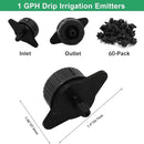 60 Pcs Drip Irrigation Emitters, 1 GPH Pressure Compensating Irrigation Drippers for Garden Lawn Watering Irrigation System, Black by GreenHaven Gardens