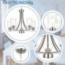BONLICHT Traditional Chandelier Lighting 5 Light Brushed Nickel Modern Light Fixtures Hanging Pendant Lighting with Clear Glass Shade Classic Ceiling Lights for Kitchen Dining Room Living Room Island by CozyNest Decor