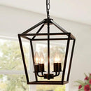 4-Light Lantern Pendant Light,Modern Industrial Black Cage Farmhouse Chandelier for Kitchen Island,12'' Rustic Metal Hanging Lighting Fixture for Dining Room Bedroom Foyer Entry Porch by CozyNest Decor
