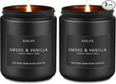 2 Pack Smoke & Vanilla Candle | Candles for Men - Masculine Candle, Soy Candles for Home Scented - Gifts for Men, Home Fragrance Gifts - Each of 7oz by CozyNest Decor