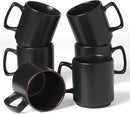 famiware Coffee Mugs Set of 6, Nebula 14oz Coffee Mugs, Ceramic Cup Set with Handle for Latte, Tea, Milk, Cappuccino, Cocoa, Matte Black by CozyNest Decor
