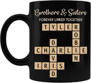 Trending Custom Brothers & Sisters Forever Linked Together Personalized Mug Brothers Sisters Crossword Puzzle Art Mug, Gift For Brothers, Sisters, Siblings, Family Member on Birthday Christmas by TinyTreasures Baby Boutique