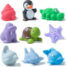 XY-WQ Bath Toys No Hole, for Infants& Toddlers, No Hole Bathtub Toys (Sea Animals Ⅱ, 9 Pcs with Mesh Bag) by TinyTreasures Baby Boutique
