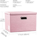 PRANDOM Large Stackable Storage Bins with Lids [5-Pack] Leather Fabric Foldable Storage Boxes Organizer Containers Baskets Cube with Cover for Bedroom Closet Office Nursery Pink (17.7x11.8x11.8) by TinyTreasures Baby Boutique