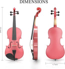 1/4 Violin Kit, Beginner Violin for Kids, Students, Complete Kids Violins Set with Case, Bow, Rosin, Ideal for Kids Violins Beginner Ages 5-7, Pink by TinyTreasures Baby Boutique