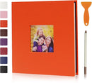 RECUTMS Photo Album Self Adhesive Magnetic Scrapbook 4x6 5x7 8x10 Pictures Scrapbook Album, 40 Pages Photo Book for DIY Baby Family Wedding with Metal Pen and Plastic Board (Orange) by TinyTreasures Baby Boutique