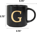 COLLECTIVE HOME - Monogram Ceramic Mugs, 15 oz Golden Initial Black Coffee Cups, Elegant Alphabet Tea Mugs, Elegant Personalized Mug with Gift Box, Unique Mug with Double Side Capital Lette (G) by CozyNest Decor
