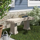 EMSCO Group 2306-1AZ Garden Bench – Natural Sandstone Appearance – Made of Resin – Lightweight – 12” Height by GreenHaven Gardens