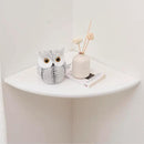 Corner Shelf, White Solid Oak Wood Floating Corner Shelves Wall Mount Round End Floating Speaker Rack Display Shelf for Small Plant Photo Frame (White, 13.8in) by CozyNest Decor