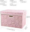 Prandom Larger Foldable Storage Boxes with Lid,Rose Pattern Fabric Decorative Storage Box,Cubes Organizers,Baskets with Handles,For Bedroom,Closet, Living Room,Pink,45x30x30cm[3-Pack] by TinyTreasures Baby Boutique