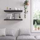 Floating Shelf, Set of 2 Wall Shelf, 36 in W x 12.75 in D x 2 in H Wooden Floating Wall Shelf with Invisible Brackets for Living Room/Bedroom/Bathroom/Kitchen Storage and Decor, Black Wood by CozyNest Decor
