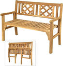 Giantex 4 Ft Foldable Outdoor Bench, Acacia Wood Outside Loveseat with Curved Backrest and Armrest, 705Lbs Weight Capacity, Garden Bench for Patio, Park, Porch, Balcony by GreenHaven Gardens