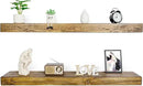 Floating Shelves 3 inch Thick for Wall Set of 2,Solid Pine Wood Wall Mount Shelf for Kitchen Living Room Bedroom Bathroom,8" D x 60" L x 3" H-Distressed Black Walnut by CozyNest Decor