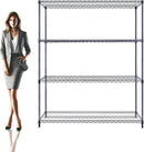60"x18"x72" Black Premium Metal Steel Wire Shelving 4-Tier NSF 3200 LBS MAX Capacity Heavy Duty Storage Rack for Garages, Commercial Spaces, Hospitals, & Schools w/Premium Wheels by CozyNest Decor