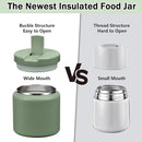 26oz Kids Jar for Hot Food, Insulated Vacuum Food Jar with Buckle Lid, Stainless Steel Wide Mouth Leak Proof Insulated Lunch Container for School Picnic Travel, Green by TinyTreasures Baby Boutique