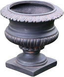VISIBLE Classic Garden Urn Planter with Pedestal, Black Antique Finish, Cement Fiber Material, Decorative Leaf Pattern, 22 Inch Height, Indoor Outdoor Use, Delivered from Local Warehouse (Black) by CozyNest Decor