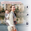 BabbleRoo Grow Carrier – Safety-Certified 6-in-1 Baby Carrier with Hip Seat, Ergonomic & Adjustable Toddler Carrier 7-50 lbs with Hip Support, Hood for Sun Protection, Newborn to Toddler, Gray by TinyTreasures Baby Boutique