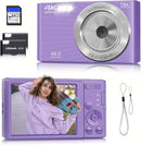 Digital Camera, FHD 4K 44MP Digital Camera, 16X Digital Zoom, Digital Point and Shoot Camera with 3-LED Fill Lights, 64GB SD Card, Compact Camera for Kids Teen Boys Girls, Purple by TinyTreasures Baby Boutique