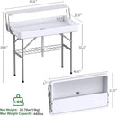 Portable Folding Ice Cooler Table with Skirt & Drain & Shelving, Outdoor Foldable Drink Ice Table with Storage for Camping, Picnics, BBQ & Parties, by GreenHaven Gardens