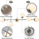 KCO Modern Silver Milk Glass Pendant Light 6 Light Pendant Light Fixture Chandelier Brushed Nickel Chandelier Modern Hanging Linear Light Fixture for Dining Room Kitchen Island by CozyNest Decor