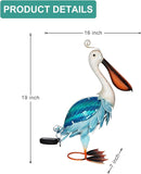 HONGLAND Solar Metal Pelican Statues Garden Sculpture & Statues, 19 Inch Glass Outdoor Pelican Yard Art Coastal Ocean Bird Decor Lawn Ornament for Backyard Porch Patio Decor（Blue） by GreenHaven Gardens