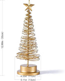 Christmas Tree Lamp, Spiral Christmas Tree with Glittering Star, AA Battery Operated Gold Christmas Tree Light with Metal Stand for Christmas Table Decoration（Batteries not Included） by GreenHaven Gardens