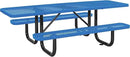 Global Industrial 8'L Rectangular Picnic Table, ADA Compliant, Expanded Metal, Blue Thermoplastic Coating, Attached Benches, 1-1/2” Umbrella Pole Hole, Outdoor-Rated by GreenHaven Gardens