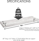 Urban Legacy Reclaimed Barnwood Planks | Floating Shelves for Wall w/Flush Mount Shelf Bracket Set Included | Set of 2 (White Wash, 40"x 4.5"x 2") by CozyNest Decor
