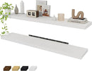 Fun Memories 55 Inch Floating Shelves for Wall 2 Pack Shelves for Bedroom|Kitchen|Bathroom 55 x 9.3 Inch Wood Floating Shelf with Invisible Brackets for Books|Storage|Decor, White by CozyNest Decor