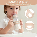 Silicone Baby Bottle Handles, 2PCS Pink/White Easy Grip Handles for Wide-Neck Bottles, BPA-Free, Dishwasher Safe by TinyTreasures Baby Boutique