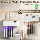 UV Toothbrush Sanitizer Holder for 4 | Wall Mounted Toothbrush Holder for Bathroom with Fan Drying | USB Rechargeable Toothbrush Cleaner & Sterilizer, No Drill Install, Modern Design (White Ⅱ) by CozyNest Decor