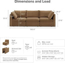 mopio Oversized Modular Sectional Sofa with Fully Removable Covers and Storage, Convertible U, L-Shaped and Sleeper Sectional, Modern Couches with Ottoman Chaise (Hazelnut Velvet, 3 Seater) by CozyNest Decor