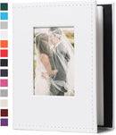 RECUTMS Photo Album 4x6 52 Pockets, Small Mini Capacity Leather Photo Album with Front Window, Each Pack Hold 52 Vertical Photos for Family Wedding Baby Children(White) by TinyTreasures Baby Boutique