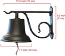 NACH Rustic Cast Iron Doorbell, Medium Door Bells for Homes, Classic Dinner Bell, Black Doorbell, 12.2 x 7.7 x 8.3 Inches, JS-90-096 by GreenHaven Gardens