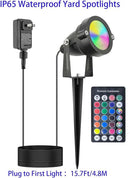RGB Christmas Outdoor Spot Lights with Timer(4/6/8H), 12V 5W Metal case Color Changing Spot Light Outdoor Garden Yard Lawn Landscape SpotLights IP65 Waterproof, 1 Lights by GreenHaven Gardens