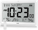 Wall Clock Atomic with Indoor Outdoor Temperature Battery Powered, Easy Reading with 10.5 Inch Large LCD Display, 330FT Range Table Wall Clock with DST, 12/24 Hour for Living Room Kitchen (White) by CozyNest Decor