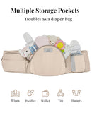 Baby Carrier Pro, MOMTORY Safety-Certified 6-in-1 Ultra Storage Baby Carrier Newborn to Toddler, Detachable Baby Holder Carrier with Hip Seat, Ergonomic Cozy Baby Body Carrier for 7-50lbs, Khaki by TinyTreasures Baby Boutique
