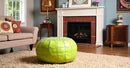 Stuffed Arch Design Moroccan Leather Pouf Ottoman, Handmade, Pre-Filled, 100% Genuine Leather, 14” Height x 22” Diameter – Boho Chic Footstool & Living Room Décor (Lime Green) by CozyNest Decor