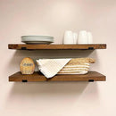 Rustic Shelves with J-Brackets Set of 2, Industrial Shelf, Kitchen Shelves, Solid Wood, Decorative Wall Storage, Heavy Duty, URBANDI (Provincial, 24Wx6D) by CozyNest Decor