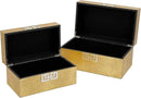 Galt International Storage Box Set Decorative Storage Box w/Hinged Lid Classic Design Wood Decor Boxes with Geometric Clasp Storage for Bedroom & Home - Set of 2 (Gold Leaf) by CozyNest Decor