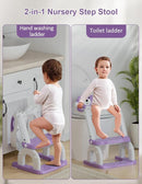 Potty Training Seat with Step Stool Ladder, Potty Training Toilet Seat with Soft Seat Splash Guard, Adjustable Height, 2 in 1 Potty Seats for Toddlers Kids Boys Girls by TinyTreasures Baby Boutique