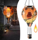 Hot Air Balloon Solar Lantern - Owl Bird Stained Glass Lantern with Simulated Flickering Flame, Outdoor Hanging Yard Light Waterproof IP65 & Weather Resistant for Patio Lawn Porch Decor Gfit by GreenHaven Gardens