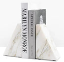 Marble Book Ends White, Heavy Duty Book Ends for Shelves, Decorative Natural Book Stopper，Unique Decorative Bookend for Home Shelves Calacatta Natural Marble Bookend, Set of 2 by CozyNest Decor