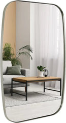 ANDY STAR Brushed Nickel Oblong Mirror, 32x40 Inch Brushed Nickel Oval Mirror for Bathroom with Stainless Steel Metal Frame, Wall Mouned for Bathroom, Living Room, Entryway by CozyNest Decor