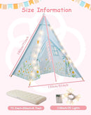6 Pack Teepee Tent for Kids with Inflatable Airbed, Light, Toddler Tent Children Room Tents, Slumber Party Sleepover Tents, Indoor Outdoor Kids Playtent Playhouse for Girls & Boys by TinyTreasures Baby Boutique