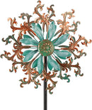 Viveta Wind Spinners Outdoor, Metal Wind Sculptures for Yard and Garden,13 * 57 "Double Windmill with Stable Stake by CozyNest Decor