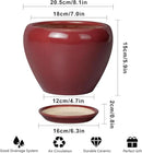 Ceramic Planter - 8 Inch Plant Pot Indoor with Drainage Hole and Saucer Planter for Outdoor Plants Round Flower Pot for House Patio Decor Red by GreenHaven Gardens