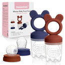 Bessentials Baby Fresh Fruit Food Feeder - 2 Pack Silicone Baby Mesh Feeders for Infant Safe Self Feeding |3 Sizes Food Pouches Included| Suitable for Baby 4m+ (Dark Red & Navy Blue) by TinyTreasures Baby Boutique